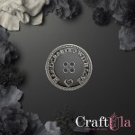 Mirrored silver plexiglass Handmade with Love button 185 (2 pcs, dia 3cm)