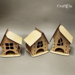 HDF Set of Gnomes Cottages (height around 17-15-14 cm, thick. 0,3 cm)