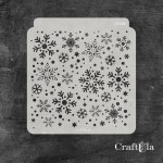 Stencil 0045k – Snow Flakes, 15x16 cm x 0,35 mm, semi-translucent