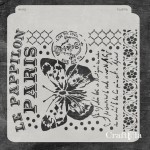 Stencil 009XL – Butterfly ornament, 30x31 cm x 0,35 mm, semi-translucent