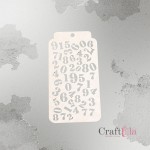 Stencil 0293 – Numers, 8x16 cm x 0,35 mm, semi-translucent