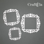 Set of Chipboard Frames 0025Z (3 pcs, approx. 14x14cm, 12x12cm, 9x9cm; x0,15cm)