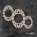 Set of Chipboard Frames 0051Z (3 pcs, approx. 14x10cm, 12x9cm, 9x6cm x0,15cm)