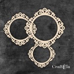 Set of Chipboard Frames 0052Z (3 pcs, dia approx. 14cm, 12cm, 9cm; x0,15cm)