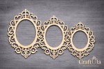 Set of Chipboard Frames 0060Z (3 pcs, approx. 14x10cm, 12x9cm, 9x6cm x0,15cm)