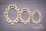 Set of Chipboard Frames 0061Z (3 pcs, approx. 14x10cm, 12x9cm, 9x6cm x0,15cm)