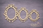 Set of Chipboard Frames 0063Z (3 pcs, approx. 14x10cm, 12x9cm, 9x6cm x0,15cm)
