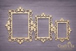 Set of Chipboard Frames 0065Z (3 pcs, approx. 14x10cm, 12x9cm, 9x6cm x0,15cm)