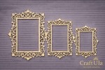Set of Chipboard Frames 0067Z (3 pcs, approx. 14x10cm, 12x9cm, 9x6cm x0,15cm)