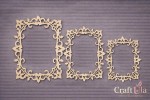Set of Chipboard Frames 0068Z (3 pcs, approx. 14x10cm, 12x9cm, 9x6cm x0,15cm)
