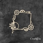 Set of Chipboard Frames/Corners 1534 – Steampunk - (2 pcs, approx. 9x9x0,15cm)