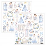 Double-sidedpaper 30,5x30,5cm Blue Belle – 07, elements to cut, mirror/pop-up print, 190 gsm (1 sheet)