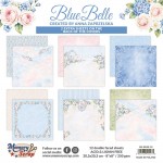 Paper Collection Set 20,3x20,3cm Blue Belle, 250 gsm (12 sheets, 12 designs, 2x6 double-sided sheets, 2 bonus designs)
