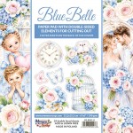 Pop Up Paper Pad 15x15cm Blue Belle – elements to cut, 190 gsm (24 sheets, 12 designs, 4x6 double-sided sheets, 2 bonus designs)