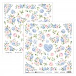 Double-sidedpaper 30,5x30,5cm Blue Belle – 13, flowers to cut, mirror/pop-up print, 190 gsm (1 sheet)