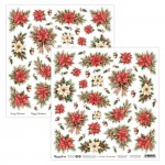 Double-sidedpaper 30,5x30,5cm Christmas Wonderland – 13, flowers to cut, mirror/pop-up print, 190 gsm (1 sheet)