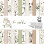 Paper Collection Set 15x15cm Love and Lace, 240 gsm (24 sheets, 12 designs, 4x6 double-sided sheets, bonus design - 2 designs)