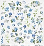 One-sided paper 30,5x30,5 cm Blue Roses – Flowers, 250 gsm, (1 sheet)