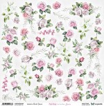 One-sided paper 30,5x30,5 cm Pink Roses – Flowers, 250 gsm, (1 sheet)
