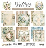 Paper Collection Set 30,5x30,5cm Flowers Melody, 250 gsm (12 sheets, 12 designs, 2x6 double-sided sheets, bonus design 30,5x30,5)