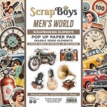 Pop Up Paper Pad 15x15cm Men’s World – elements to cut, 190 gsm (24 sheets, 12 designs, 4x6 double-sided sheets, 2 bonus designs)