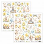 Double-sidedpaper 30,5x30,5cm Picnic – 13 Easter, elements to cut, mirror/pop-up print, 190 gsm (1 sheet)