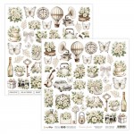Double-sided paper 30,5x30,5cm Romantic Garden – 07, elements to cut, mirror/pop-up print, 190 gsm (1 sheet)