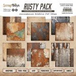 Paper Collection Set 20,3x20,3cm Rusty Pack, 250 gsm (12 sheets, 12 designs, 2x6 double-sided sheets, 2 bonus designs)