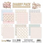 Paper Collection Set 20,3x20,3cm Shabby Pack, 250 gsm (12 sheets, 12 designs, 2x6 double-sided sheets, 2 bonus designs)