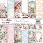 Paper Collection Set 15x15cm Sweet Peonies, 250 gsm (24 sheets, 12 designs, 4x6 double-sided sheets, 2 bonus designs)