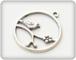 Charms set Bird in a Round Frame 30*32mm, 10 pcs