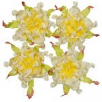 Handmade mulberry Gardenia, dia ~7cm, 4 pcs, WHITE-YELLOW