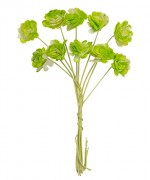 Handmade mulberry Chrysanthemum, dia ~1cm, stem 7cm, 10 pcs, 2 TONES GREEN