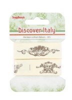 Printed cotton ribbon Discover Italy, 20mm, 2m (clr 70)